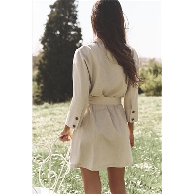 BELTED LINEN MINI DRESS