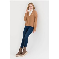 Kadın Camel Melanj Triko Hırka