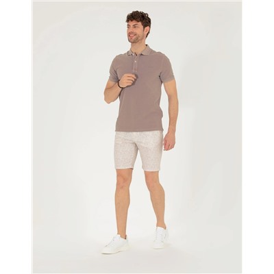 Bej Slim Fit Bermuda Şort