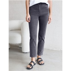 Укороченные эластичные брюки слим из микро вельвета