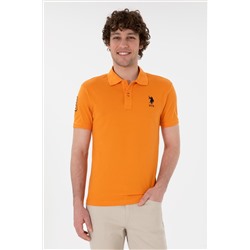 Erkek Slim Fit Polo Yaka Turuncu Basic Tişört