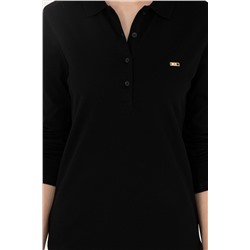 Kadın Siyah Basic Polo Yaka Sweatshirt