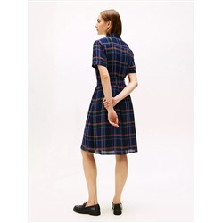 Plaid Georgette Belted Shirtdress