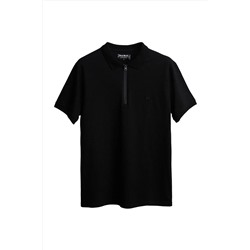 Bad Bear Cord Siyah Polo Yaka Fermuarlı Erkek T-shirt 21.01.07.010-Siyah