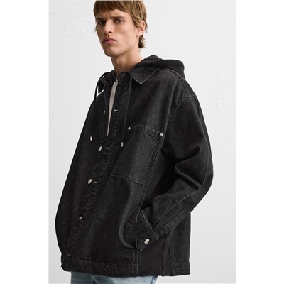 SOBRECAMISA DENIM CAPUCHA COMBINADA