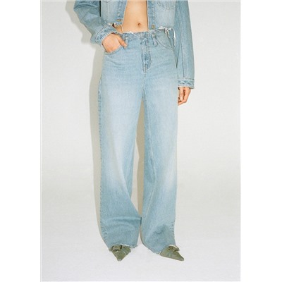 Jeans wideleg terminaciones deshilachadas