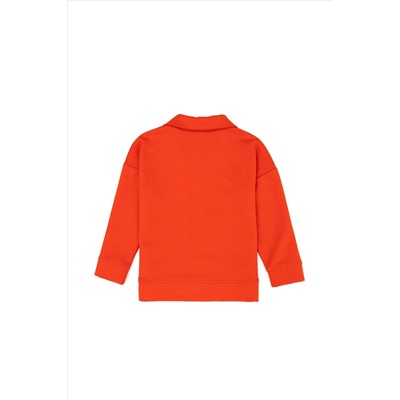 Kız Çocuk Turuncu Polo Yaka Sweatshirt