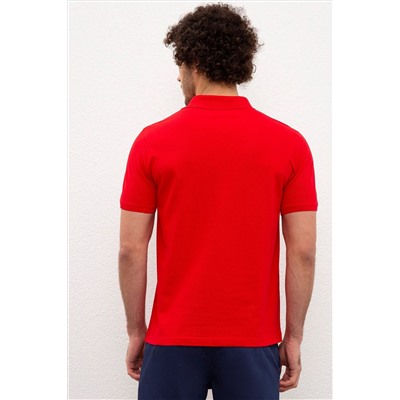 Erkek Kırmızı Basic Polo Yaka Tişört