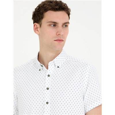 Haki Slim Fit Kısa Kollu Gömlek