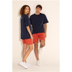 Erkek Comfort Fit Bisiklet Yaka Lacivert Tişört