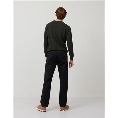 Pantalón de Sarga Regular Fit, Hombre, Negro