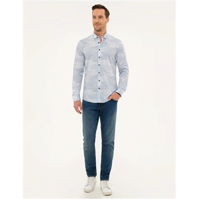 Mavi Slim Fit Uzun Kollu Gömlek