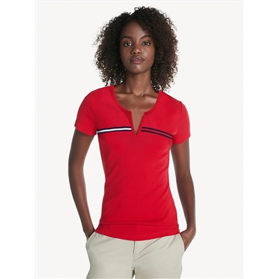 TOMMY HILFIGER ESSENTIAL SPLIT-NECK T-SHIRT