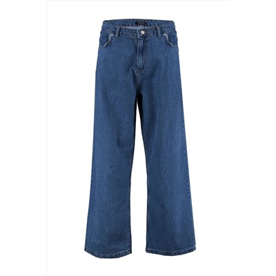 Mavi Yüksek Bel Geniş Kesim Jeans TBBAW23CJ00020