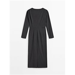Vestido midi manga larga detalle frunces