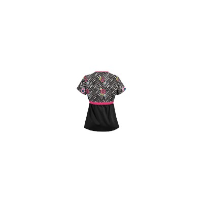 UA Chevron Flower Black Print Scrub Top