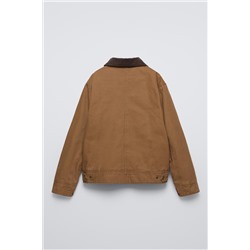 FADED JACKET WITH CORDUROY COLLAR