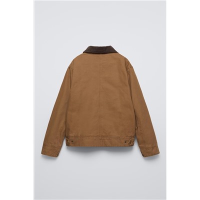 FADED JACKET WITH CORDUROY COLLAR