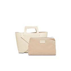 Bolso de piel y neceser Rita Beige
