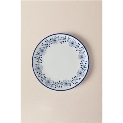 Reve Bleu Floral Pasta Tabağı - Mavi/Beyaz - 19 cm
