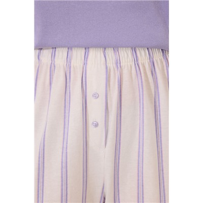Pijama largo algodón lila rayas