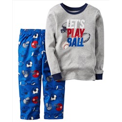2-Piece Cotton & Fleece PJs