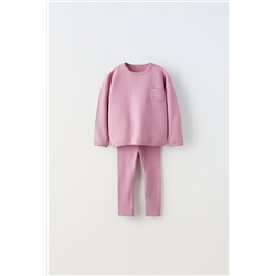 PLAIN PLUSH SWEATSHIRT AND LEGGINGS CO-ORD