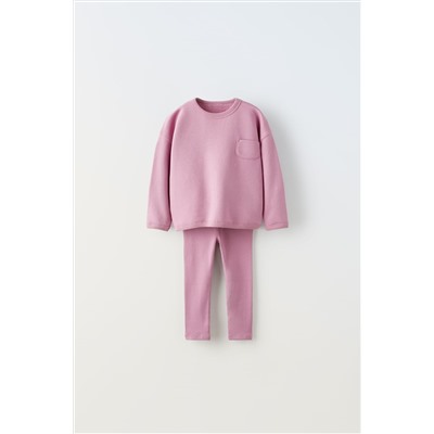 PLAIN PLUSH SWEATSHIRT AND LEGGINGS CO-ORD