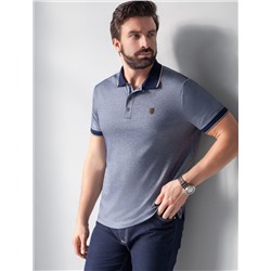 Футболка поло с воротником на пуговицах из полотна пике с меланжевым плетением с эластаном