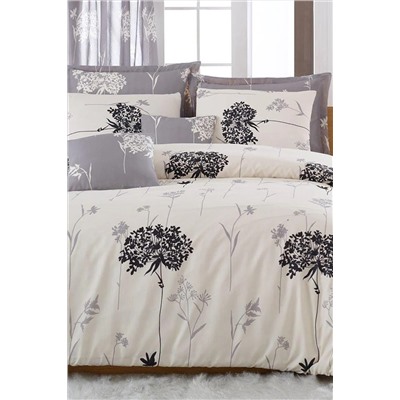 Ev & Ev Home Çift Kişilik Kolay Ütülenir Nevresim Takımı Efil Bej-Gri Ep-005410