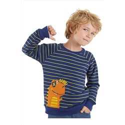 Denokids Dino Erkek Çocuk Çizgili Lacivert Sweatshirt CFF-23S1-037