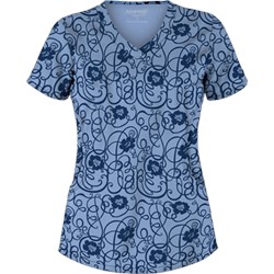 Advantage STRETCH by Butter-Soft™ Floral Conversation Navy Stretch Scrub Top