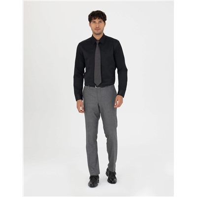 Siyah Slim Fit Uzun Kollu Basic Gömlek