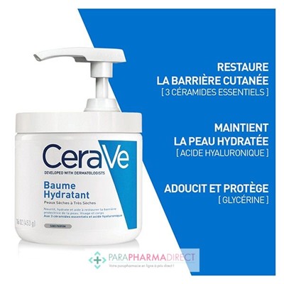 Cerave Baume Hydratant - Peaux Sèches à Très Sèches 454ml pot pompe