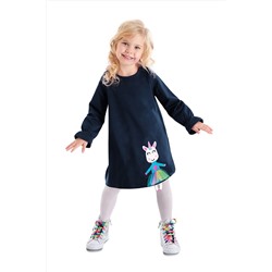 Denokids, Lilycorn Lacivert Kız Çocuk Tüllü Kol Ucu Lastikli Elbise