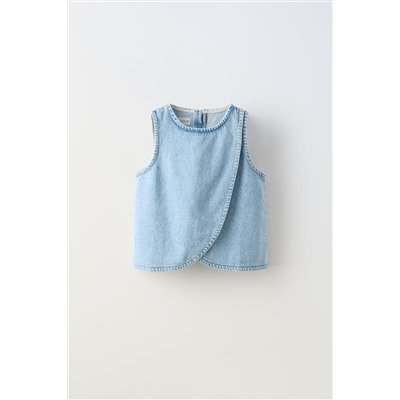 DENIM CROSSOVER TOP