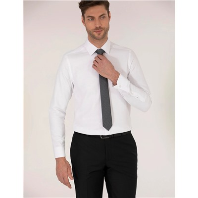 Beyaz Slim Fit Uzun Kollu Gömlek