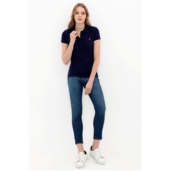 Kadın Lacivert Basic Polo Yaka Tişört