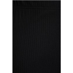 Siyah Yüksek Bel Flare İspanyol Paça Örme Büyük Beden Pantolon TBBSS22PL0416