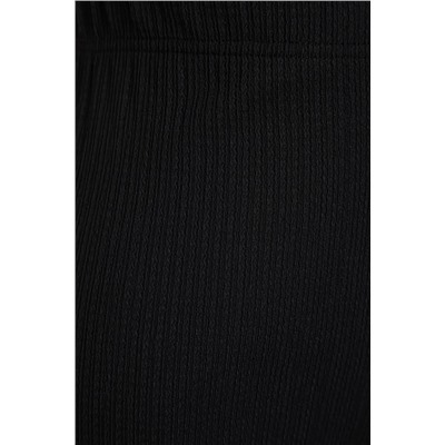 Siyah Yüksek Bel Flare İspanyol Paça Örme Büyük Beden Pantolon TBBSS22PL0416