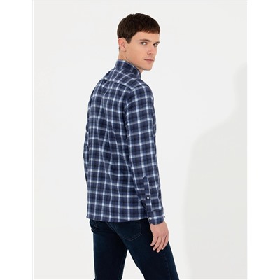 Lacivert Slim Fit Uzun Kollu Gömlek