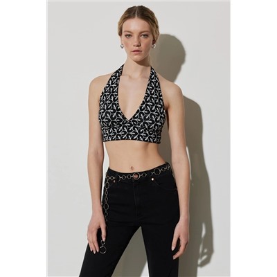 Wrangler Regular Fit Normal Kesim V Yaka Kolsuz Crop Bluz W231693
