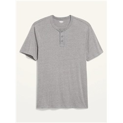 Canvas-Placket Short-Sleeve Henley T-Shirt for Men Размер XL