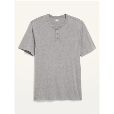 Canvas-Placket Short-Sleeve Henley T-Shirt for Men Размер XL