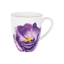 Кружка, 400 мл, фарфор F, белая, с золотистым кантом, Ирис, Flowers, 59122