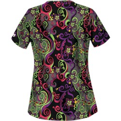 UA Imperial Garden Grey Stone Print Scrub Top