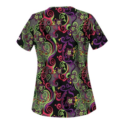 UA Imperial Garden Grey Stone Print Scrub Top