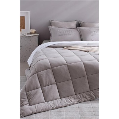 Bobigny Tek Kişilik Pamuklu SuperSoft Comforter Set - Açık Gri