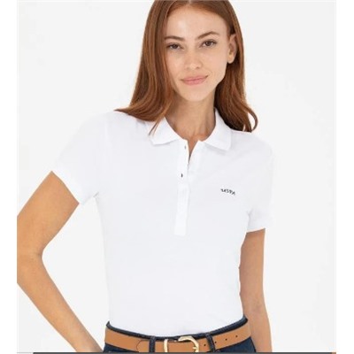 Kadın Beyaz Basic Polo Yaka Tişört Sepette Sürpriz İndirim