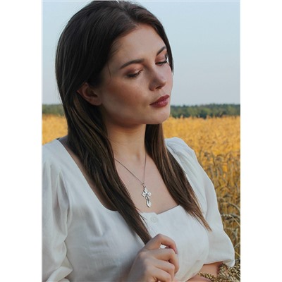 Крест из серебра родированный - 4,5 см 925 пробы К3-297р